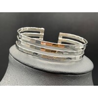 Unisex Sterling Silver Multi-Row Cuff Bangle (Brand New)