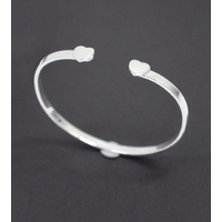 Ladies Solid Sterling Silver 925 Heart Bangle Bracelet 17.5cm 11.5 Grams