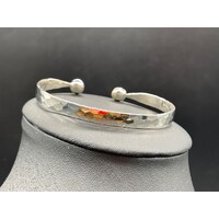 Unisex Sterling Silver Textured Cuff Bangle (Brand New)