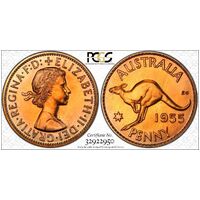 1955(m) PCGS PR62RD Australian Proof Penny Melbourne Mint Collectable Coin