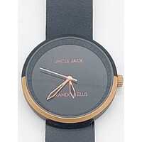 Uncle Jack Unisex Quartz Watch BE x UJ Genuine Leather Black Strap
