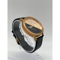 Brandon Ellis x Uncle Jack Unisex Black Gold Rose Leather Band Watch