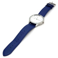 Uncle Jack Men's White Dial Quartz Analog Watch Navy Blue Leather