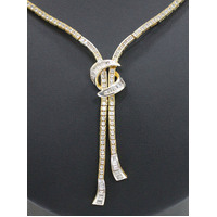 Ladies 18K Solid Yellow & White Gold Cubic Zirconia Necklace 31g Fine Jewellery