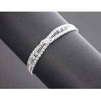 Ladies 18K Solid White Gold Bracelet with Cubic Zirconia 19.1g Fine Jewellery