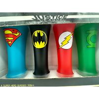 DC Comics Justice League 4 x 350ml Superhero Collectible Glasses