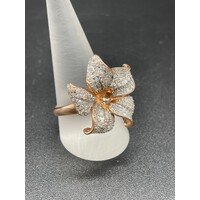 Ladies 14ct Rose Gold Diamond Flower Ring (Pre-Owned)