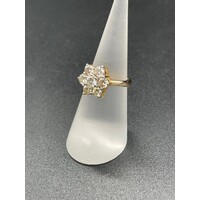 Ladies 18ct Yellow Gold Diamond Flower Ring (Pre-Owned)