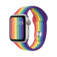 Rainbow Silicone Sport Band Pride Wrist Strap For Apple Watch 38/40/42/44mm S/M [Size: 38/40mm S/M]