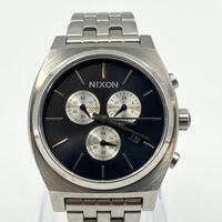 Nixon Synchronicity Time Teller Chrono Quartz SS Watch Black Dial