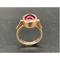 Elegant Ladies Red Gemstone Ring 9ct Solid Yellow Gold Fine Jewellery