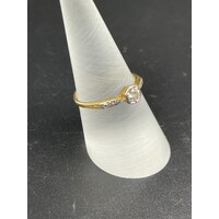 Ladies Solid 18ct Yellow Gold Diamond Ring Fine Jewellery Size UK P