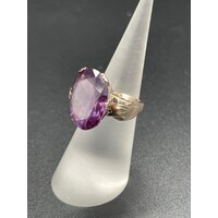 Ladies 9ct Rose Gold Purple Gemstone Ring (Pre-Owned)