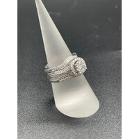 Ladies Solid 14ct White Gold Diamond Fine Jewellery Ring Set 4.7 Grams Size UK O