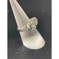 Ladies 3.3 Grams 9ct White Gold Diamond Ring Size UK N Solid Fine Jewellery