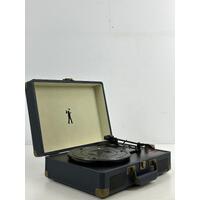 Flea Market Suitcase Turntable (Navy) Vintage Style 3 Speeds Auto-Stop Portable