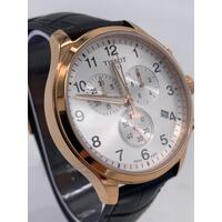 Tissot Men's Chrono XL Classic White Dial 45mm Quartz Watch Brown Leather Band