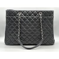Chanel Classic CC Shopping Tote Quilted Calfskin Large Handbag Black A91046 