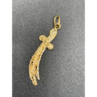 Unisex Solid 21ct Yellow Gold Sword Pendant Fine Jewellery 4.7 Grams