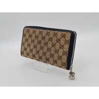 Gucci Beige/Brown GG Canvas and Leather GG Twins Zip Around Wallet (Pre-owned)