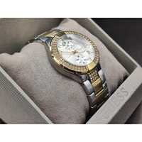 Guess Waterpro Pave Silver Gold Two Tone Womens Stainless Steel Analog Watch 
