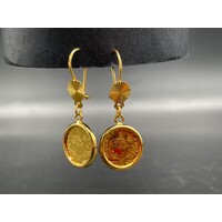Ladies 21ct Yellow Gold Coin Dangle Earrings (Pre-Owned)