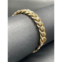 Mens Silver Filled 9ct Yellow Gold Curb Link Bracelet (Pre-Owned)