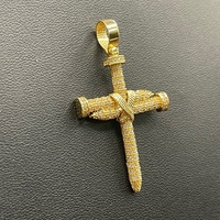 Unisex 18ct Yellow Gold Cubic Zirconia Cross Pendant