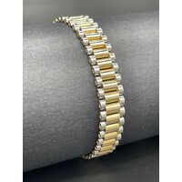 Unisex 18ct Two Tone Watch Bank Link Bracelet (Pre-Owned)