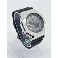 Casio G-Shock GM-2100 Men’s Black Silver Watch 200m WR with Tin Case and Box