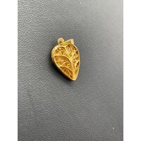 Ladies 21ct Yellow Gold Leaf Heart Pendant (Pre-Owned)
