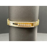 Unisex 14ct Yellow Gold Double Curb Link Diamond Bracelet (Pre-Owned)