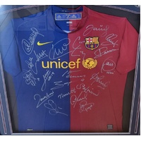 FC Barcelona 2008-09 Lionel Messi Signed Jersey and Team Auto Framed COA