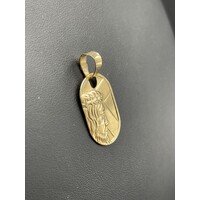 Unisex 18ct Yellow Gold Oval Religious Pendant (Pre-Owned)