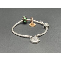Ladies 925 Sterling Silver Snake Link Charm Bracelet (Pre-Owned)