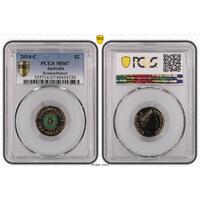 Australia PCGS MS67 $2 2014-C Remembrance Green Dove Collectable Coin
