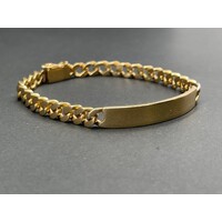 Mens 18ct Yellow Gold Curb Link ID Bracelet (Pre-Owned)