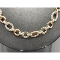 Ladies 9ct Two Tone Gold Fancy Link Necklace