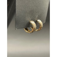 Ladies 9ct Yellow Gold Round Huggie Hoop Earrings