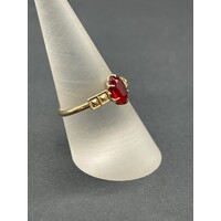 Ladies 9ct Yellow Gold Red Gemstone Ring