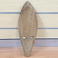 Fiji Wooden Tribal Mask Ornamental Wall Art Carved Fish Design 49cm