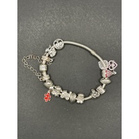 Ladies 925 Sterling Silver Pandora Snake Link Charm Bracelet