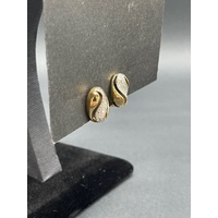 Ladies 9ct Yellow Gold Diamond Hinged Earrings
