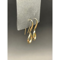 Ladies 10ct Yellow Gold Tear Drop Dangle Earrings