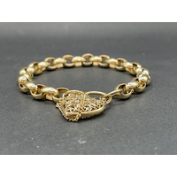 Ladies 9ct Yellow Gold Oval Belcher Link Bracelet