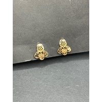 Ladies 21ct Yellow Gold Filigree Stud Earrings