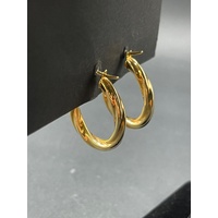 Ladies 18ct Yellow Gold Oval Hoop Earrings