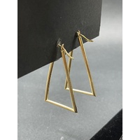 Ladies 9ct Yellow Gold Triangle Hoop Earrings