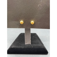 Ladies 21ct Yellow Gold Ball Stud Earrings
