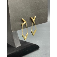 Ladies 18ct Yellow Gold LV Fancy Dangle Earrings